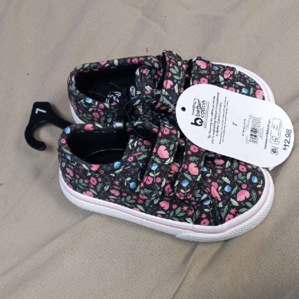 Wonder Nation Black Floral Kids Sneakers